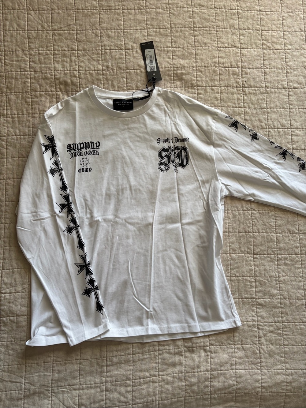 Supply & Demand White Long-Sleeve Graphic Tee